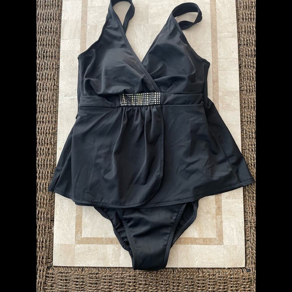 Trimshaper one piece bedazzled swimsuit